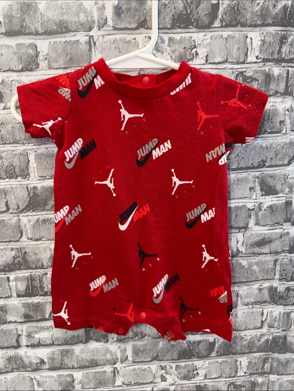 Jordan Red All-Over Jumpman Logo Short Sleeve Romper